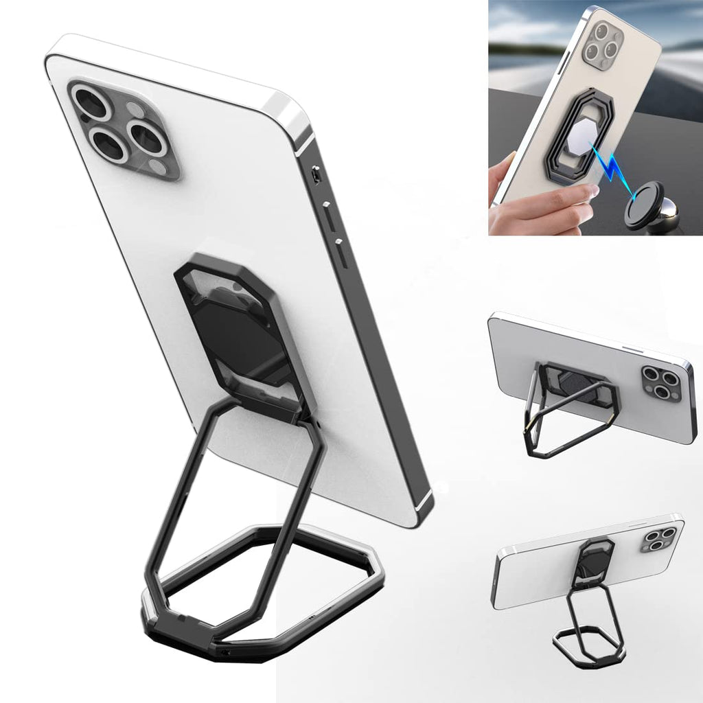 [Australia - AusPower] - Phone Ring Holder Metal Kickstand 360° Foldable Swivel Cell Phone Finger Grip Stand Compatible with iPhone iPad Smartphones Tablets HollowoutBlack 