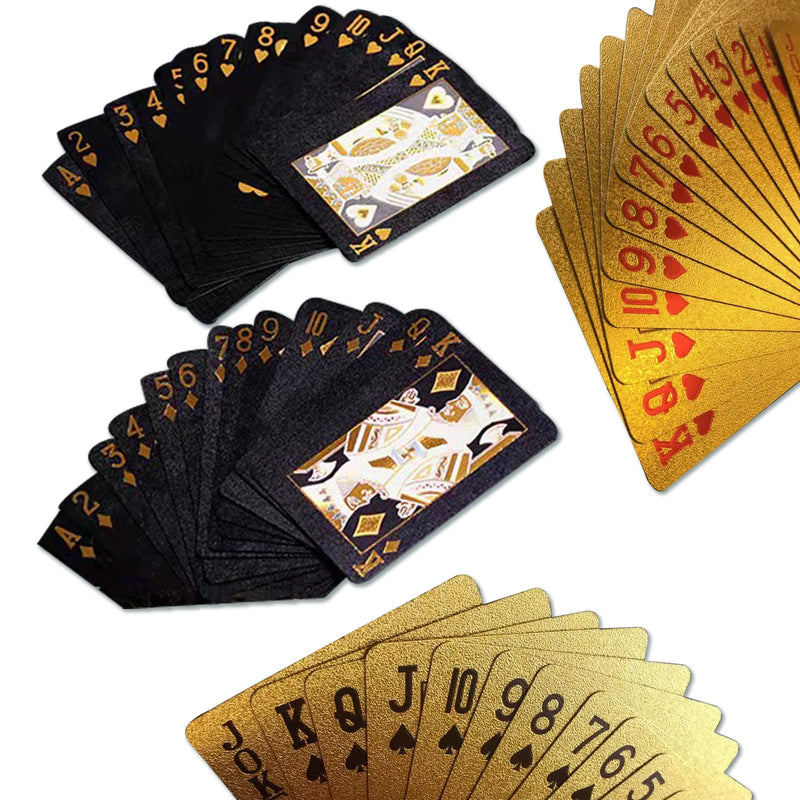 [Australia - AusPower] - Merytes 2 Deck of Waterproof Poker Cards and Playing Cards with Flexible Plastic PVC Classic Trick Cards Black Gold 