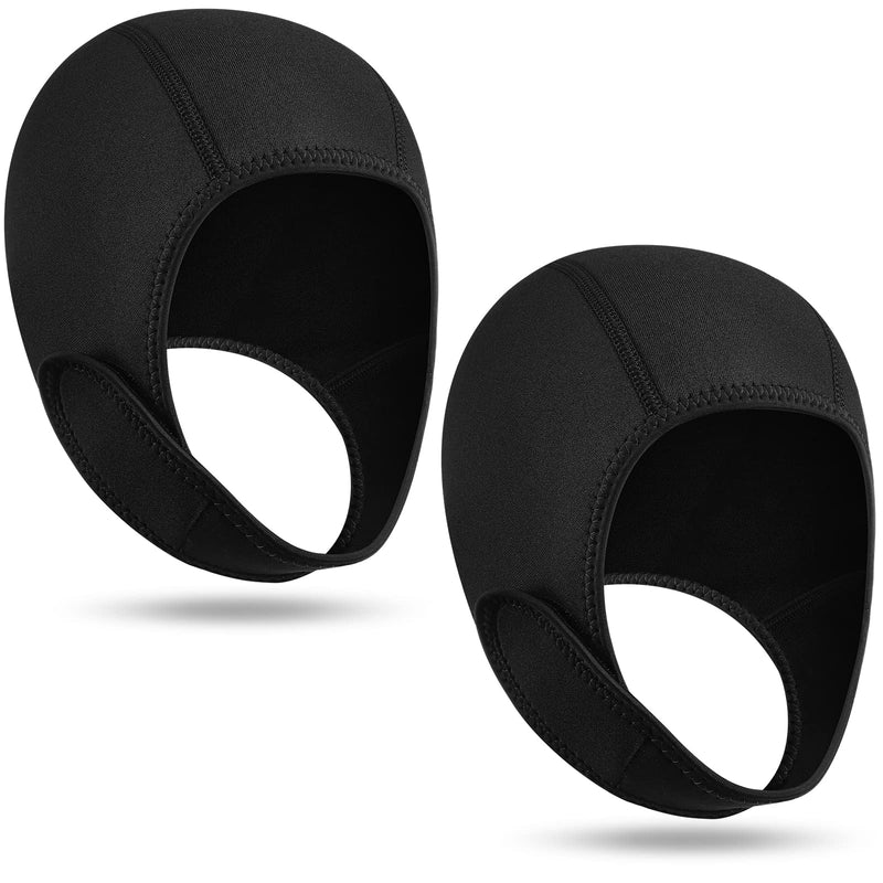 [Australia - AusPower] - Jecery 2 Pcs Neoprene Diving Hood Thermal Wetsuit Hood Cap Swim Caps with Chin Straps Snorkeling Neoprene Surf Beanie 2.5 mm Diving Cap Headgear for Men Women Sailing Water Sports 