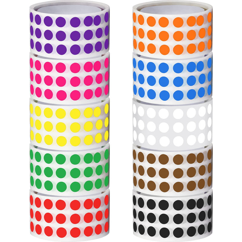 [Australia - AusPower] - 10000 Pieces 1/4 Inch Round Color Coding Labels Roll Assorted Colors Dot Stickers Adhesive Colored Circle Stickers for Inventory Organize, File Classification, 10 Colors 