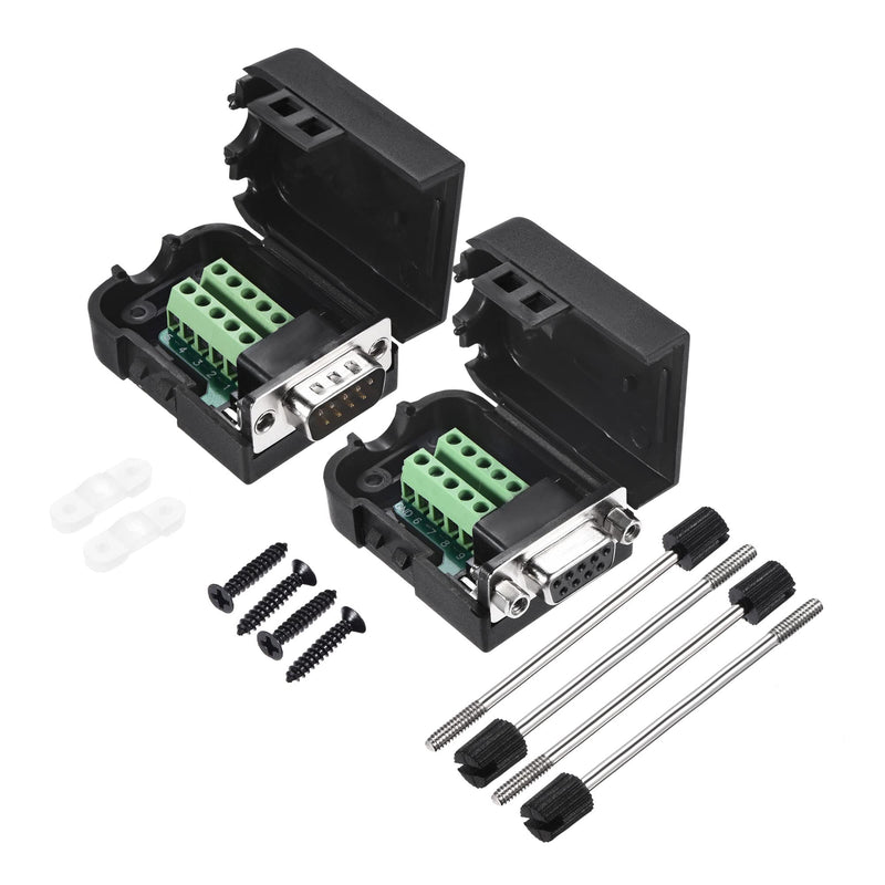 [Australia - AusPower] - MECCANIXITY D-sub DB9 Male and D-sub DB9 Female Board Connector RS232/422 Serial Port Solderless Terminal Adapter with Thumb Screws Positioning Nuts 