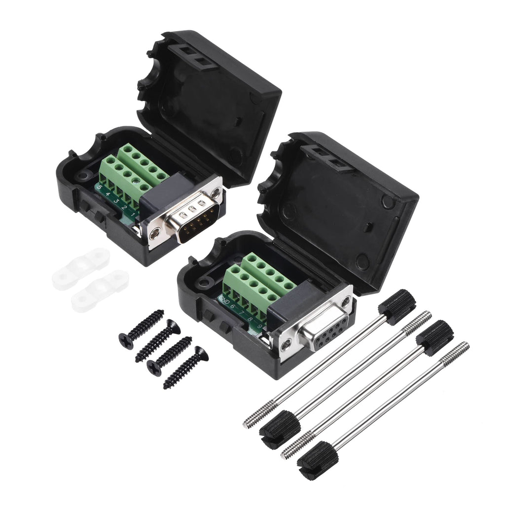 [Australia - AusPower] - MECCANIXITY D-sub DB9 Male Plug and D-sub DB9 Female Socket Board Connector RS232 Serial Port Solderless Terminal Block Adapter 