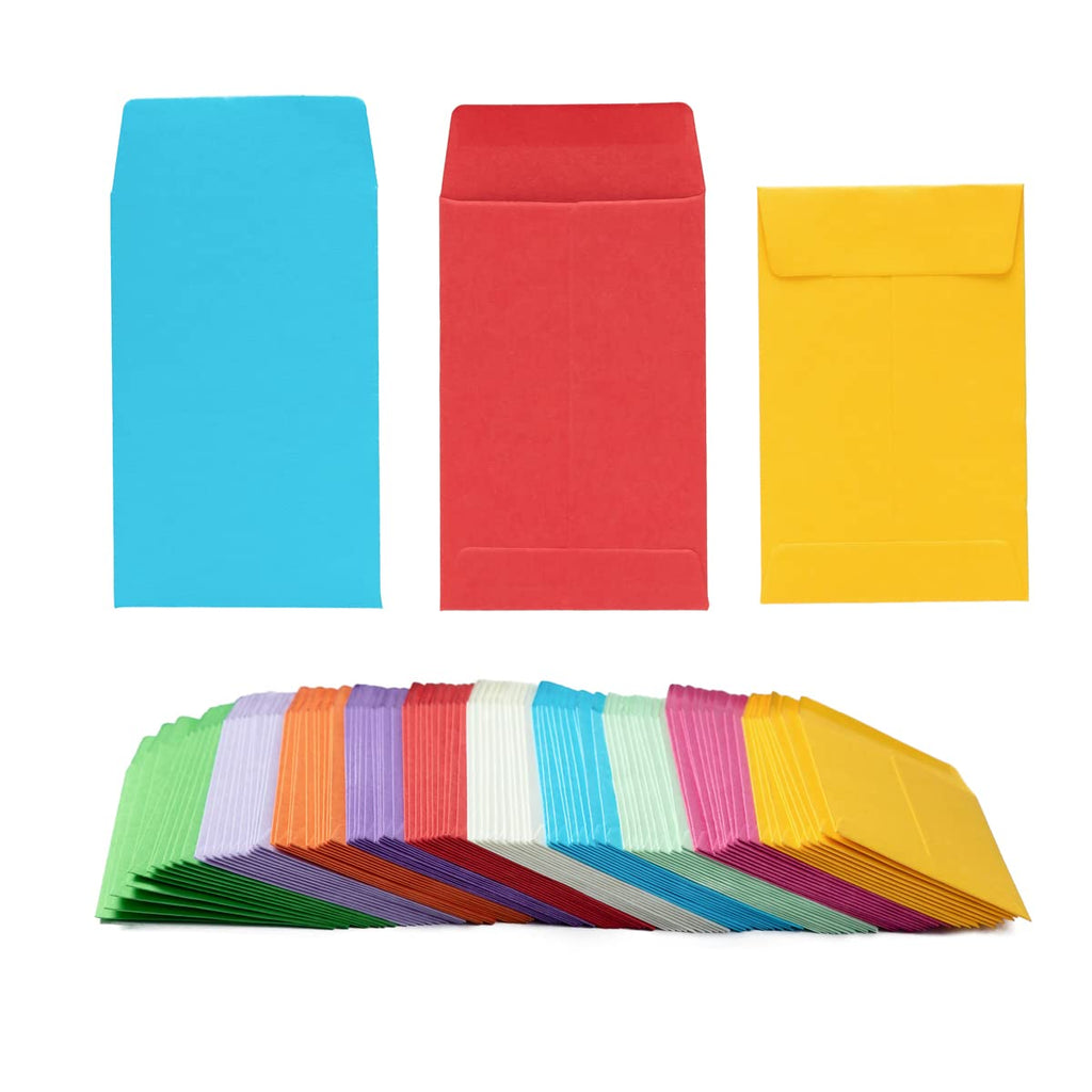 [Australia - AusPower] - 200 Pieces Colorful Small Coin Envelopes Self-Adhesive Seed Envelopes Mini Parts Small Items Storage Packets Envelopes for Garden, Office or Wedding Gift (2.25×3.5 inch) 200 