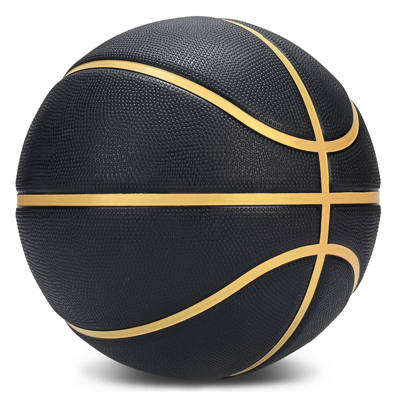 [Australia - AusPower] - Dakapal Rubber Basketball Size 5 for Teens Adults Indoor Outdoor Basketballs for Game Gym Training Competition Sports Streetball Gift for Boys Girls Youth (Black&Gold/Deflated) 