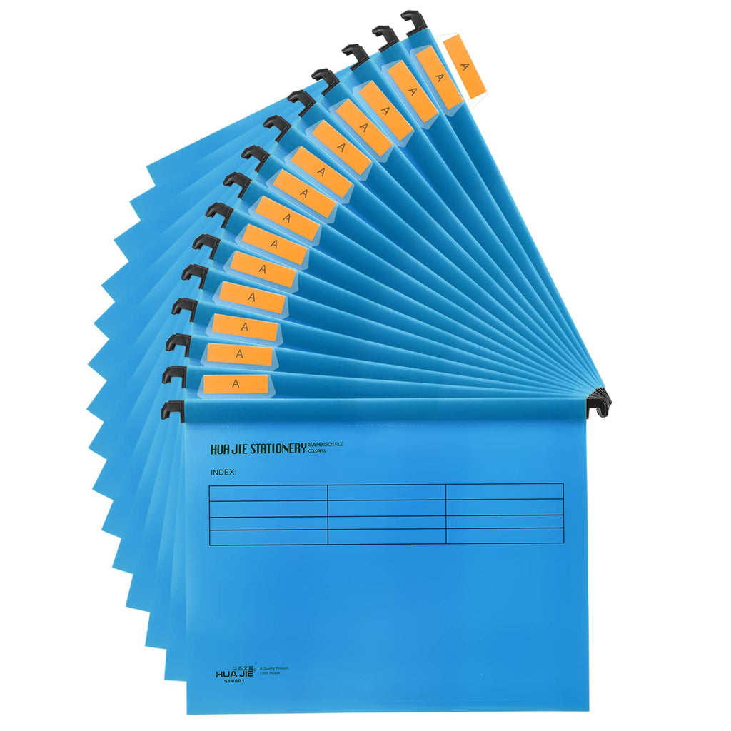[Australia - AusPower] - 15PC PVC Filing Cabinet A4 Suspension Files with Tabs and Inserts for Office School Desktop File Storage, File Classification File Folder (Blue) Blue 