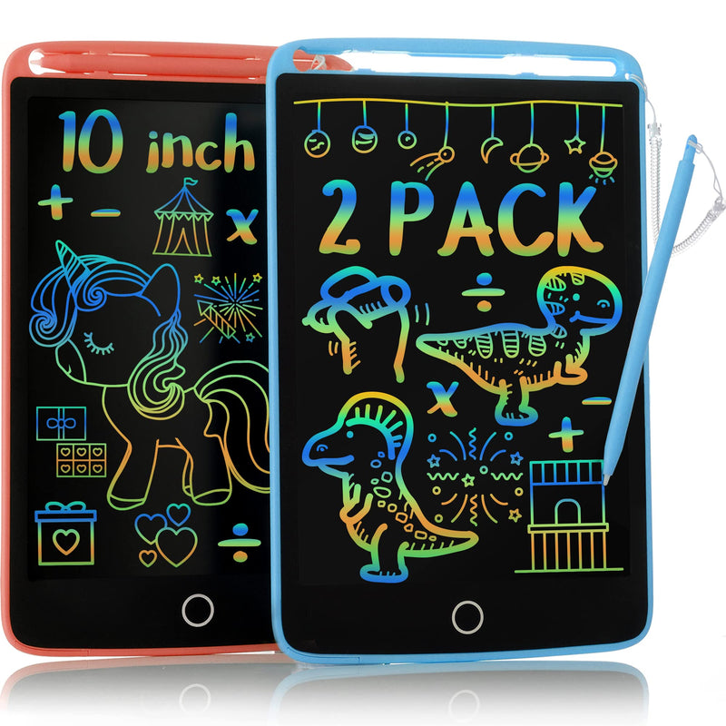 [Australia - AusPower] - 2 Pack LCD Writing Tablet - 10 Inch Doodle Scribbler Board Colorful Screen Drawing Pad, Learning Educational Toy Gift for 3 4 5 6-11 12 Years Old Girls Boys Toddlers 