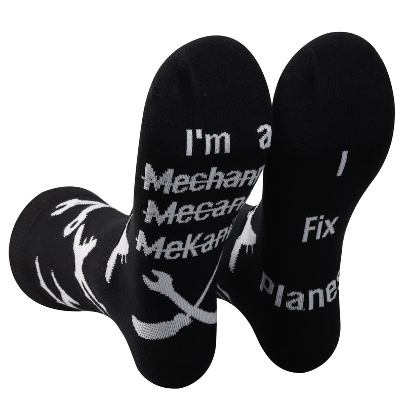 [Australia - AusPower] - PXTIDY 2 Pairs Airplane Mechanic Socks Aircraft Engineer Gifts I'm A Mechanic I Fix Planes Socks Aviation Gifts 1 