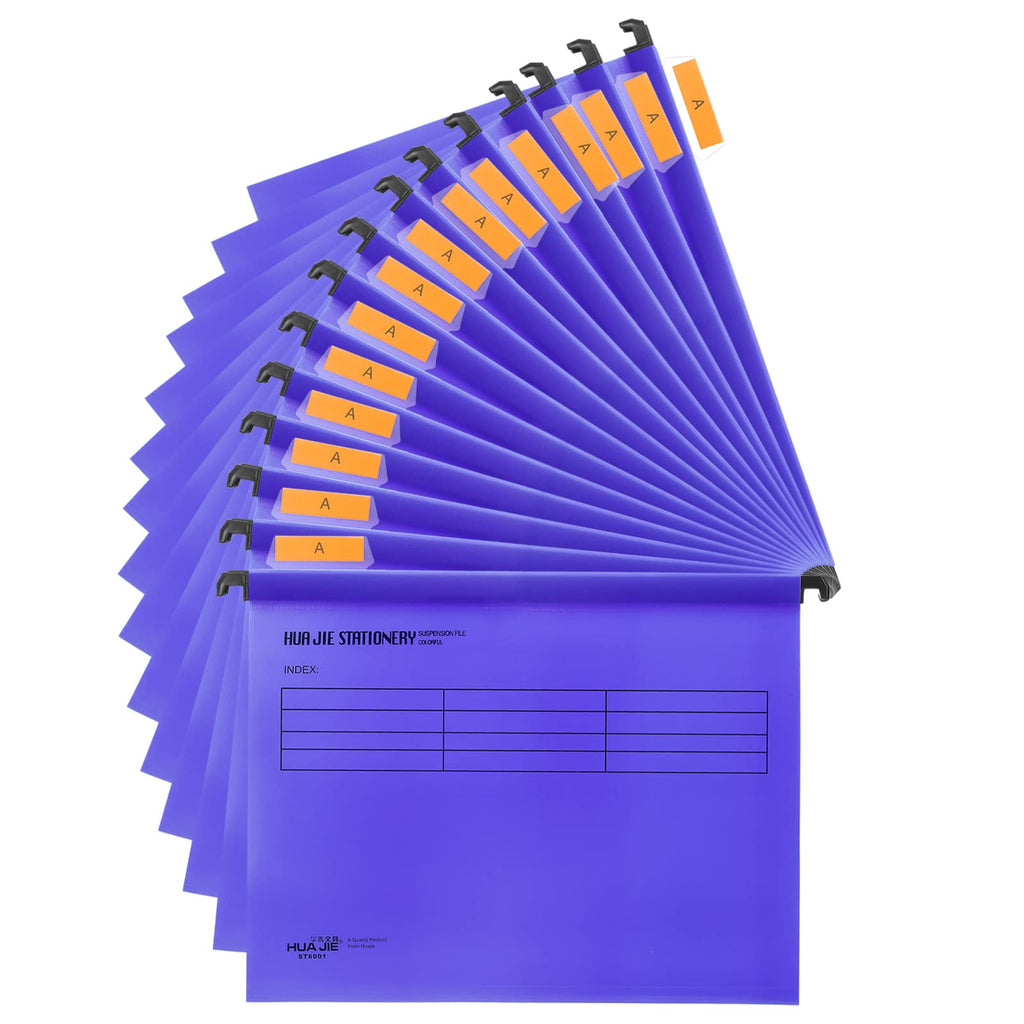 [Australia - AusPower] - 15PC PVC Filing Cabinet A4 Suspension Files with Tabs and Inserts for Office School Desktop File Storage, File Classification File Folder (Purple) Purple 