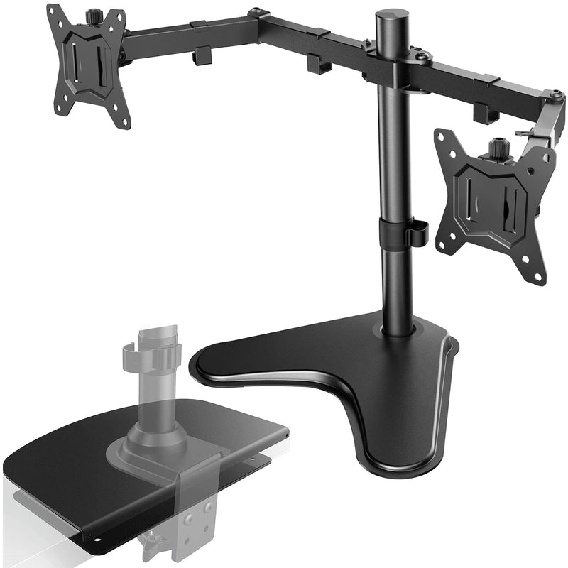 [Australia - AusPower] - Bundle - 2 Item: Dual Monitor Stand, for 13 to 32 Inch and Steel Monitor Mount Reinforcement Plate 