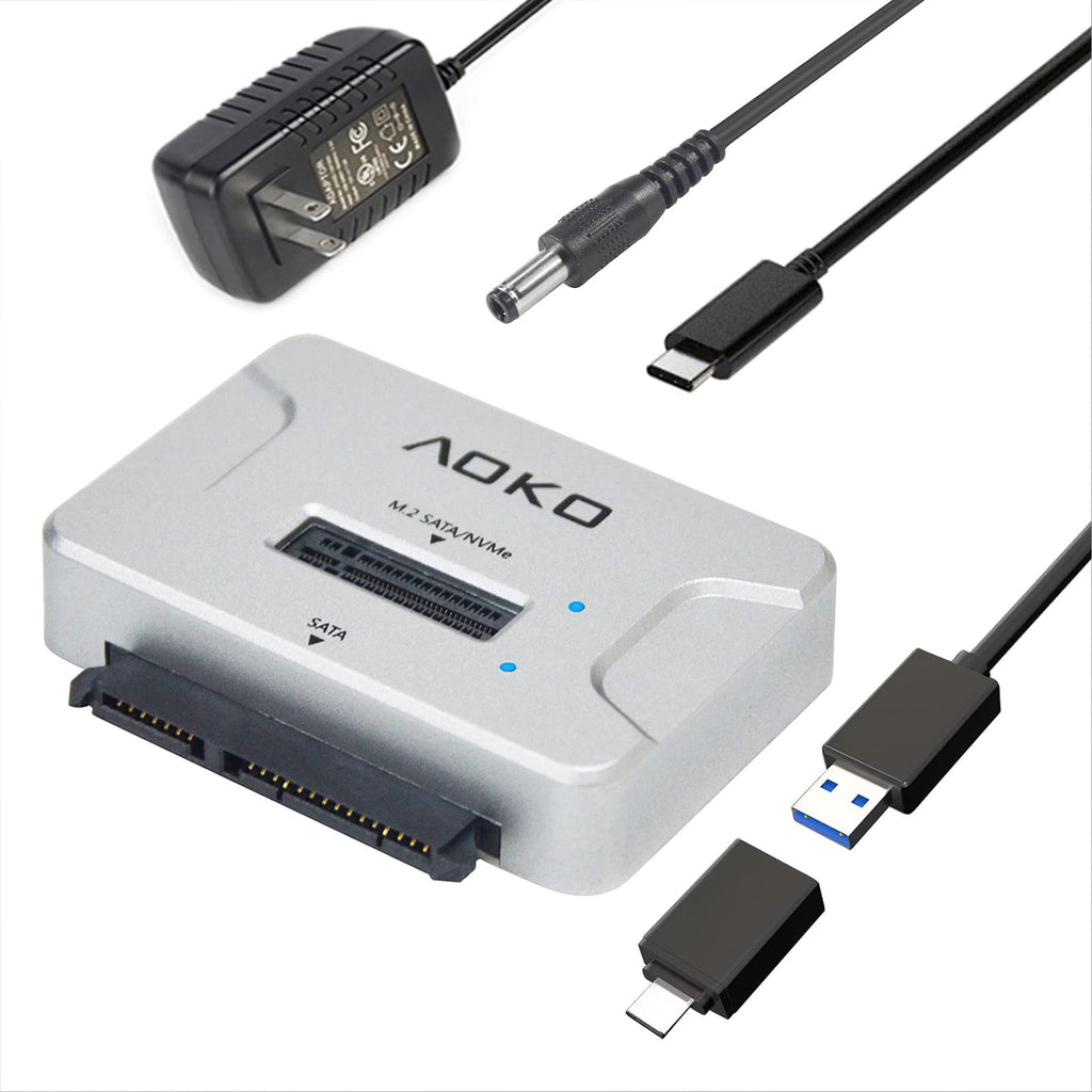 [Australia - AusPower] - AOKO USB-C to M.2 Docking Station with 2.5" /3.5" SATA Hard Drive Adapter Converter , 4-in-1 NVMe to USB M.2 Adapter SATA NVMe SSD Enclosure Reader M.2 Dock or SATA Adapter 