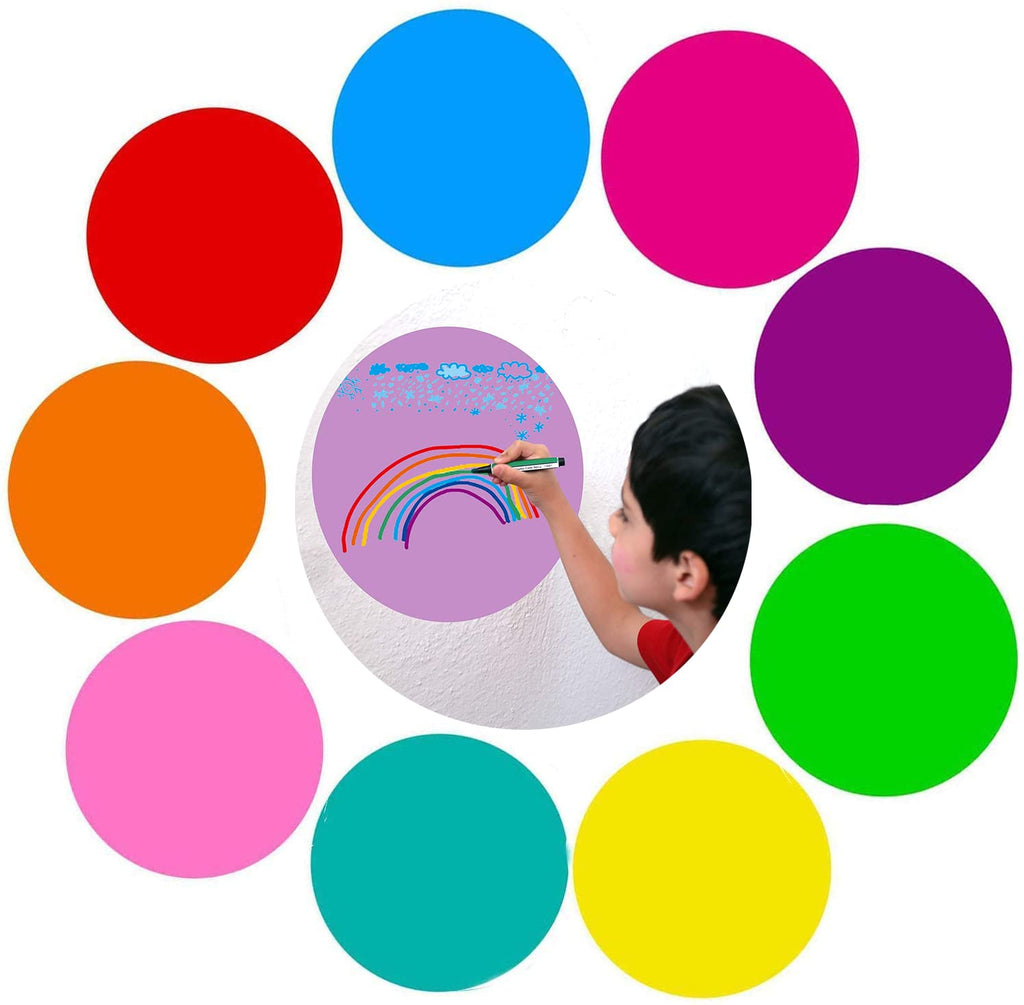 [Australia - AusPower] - 10 Pieces Colorful Dry Erase Circles, Pletpet Vinyl Self-Adhesive Removable Dry Erase Dots for Classroom Tables (11.8 inch) 