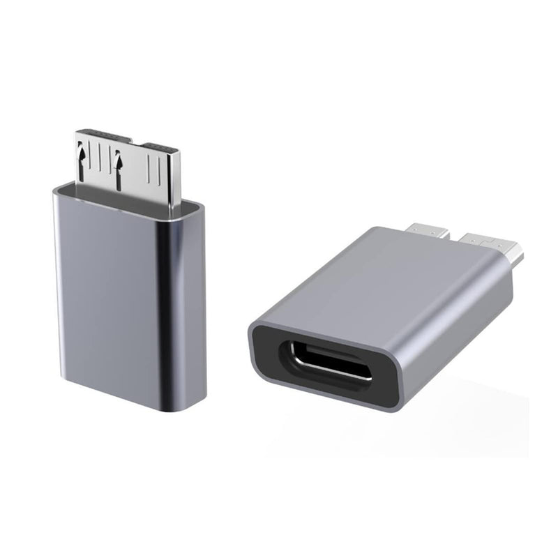[Australia - AusPower] - USB C to Micro B Adapter 1-Pack, Micro B to USB 3.1 Type C Gen2 Adapter Converter for Hard Drive Cable, USB C Hard Drive Cable Cord for USB 3.0 External Portable SSD HDD - Grey 