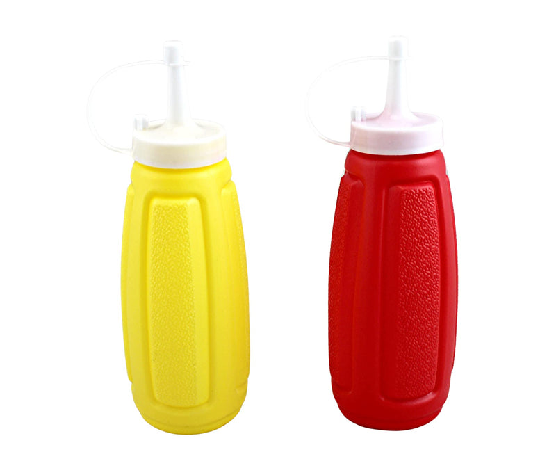 [Australia - AusPower] - 2 Piece Plastic Squeeze Mustard Ketchup Salad Dressing Condiment Set 12 Ounce BPA Free 