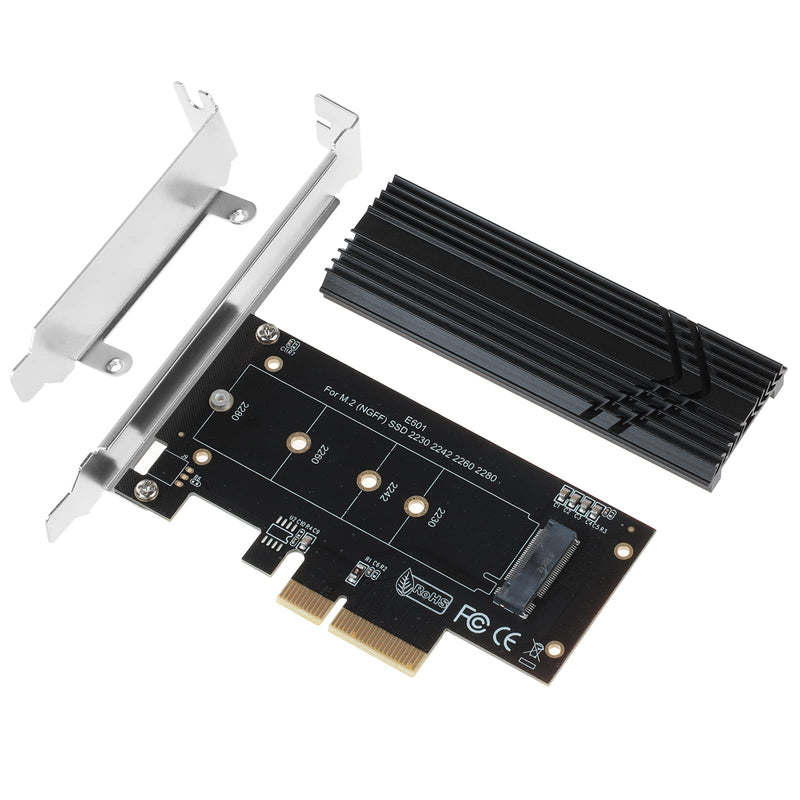 [Australia - AusPower] - smartelf M.2 PCIe Adapter, PCIe NVMe/ACHI SSD Adapter Card with Heatsink, PCIe 3.0 x4 x8 x16 Controller Expansion Card for M.2 SSD(M Key) 2280/2260/2242/2230 