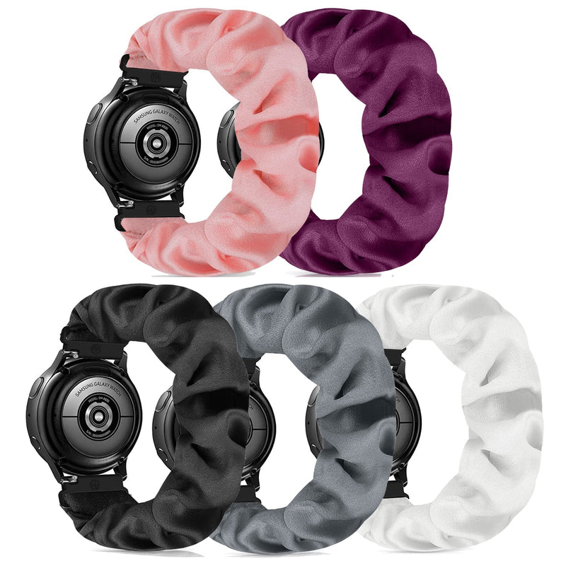 [Australia - AusPower] - Scrunchie Watch Bands for Women Compatible with Galaxy Watch 4 Band 40mm/44mm/Watch 4 Classic 46mm/42mm/Galaxy Watch Active 2 Elastic Replacement Soft Band For 20mm A(Gray/Black/Pink/Purple/White) Small-Size 
