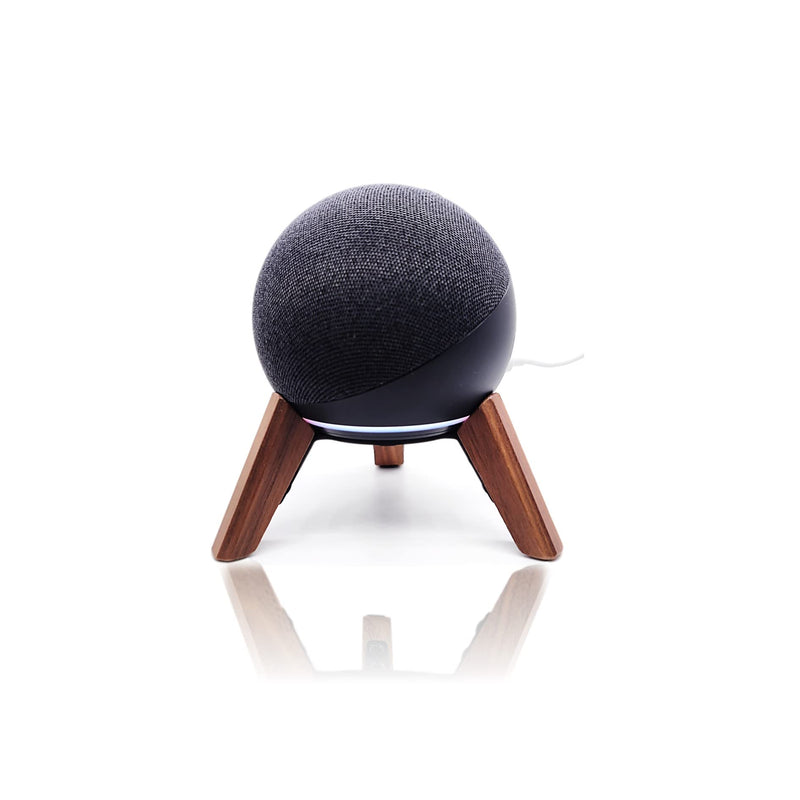[Australia - AusPower] - Real Wood Stand for Echo Dot(4th Gen), Compatible with Amazon Smart Speaker to Decorate Table,Mount with Metal Frame, Anti-Slip Silicone Pads Hold Echo Dot(4th Gen) up to Protect Well (Color:Walnut) 