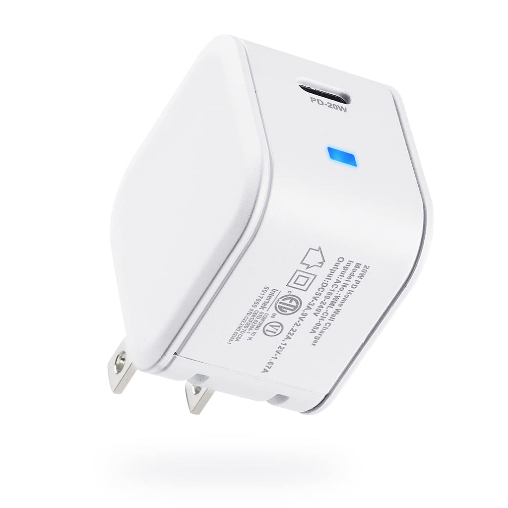 [Australia - AusPower] - Weduda USB C Wall Charger, 20W PD Charger Fast Charger iPhone Charger Type C Compatible with iPhone/iPad/Samsung/Pixel and More (White) White 