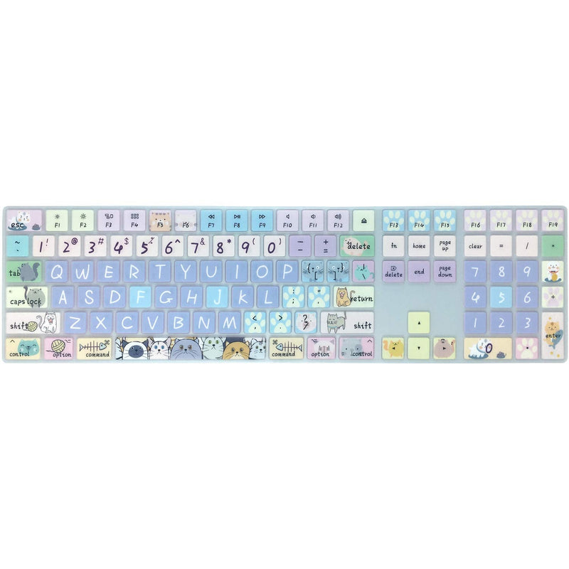 [Australia - AusPower] - WSLUCKO Silicone Keyboard Cover Skin for 2017/2018 Apple iMac Wireless Magic Keyboard with Numeric Keypad (Model:MQ052LL/A A1843), US Layout, Cute Cat 