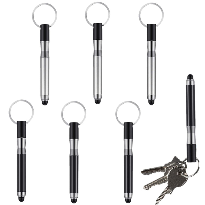 [Australia - AusPower] - zhinan 6 Pack Mini Stylus Keychain Pens,Keychain Stylus Pens,Portable Touch Screen Capacitive Stylus,2-in-1 Accessory., Silver，Black Silver,Black 