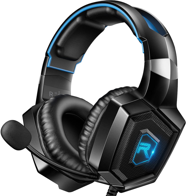 [Australia - AusPower] - GIZORI Xbox Headset, Gaming Headset Surround Sound, Headphones with Mic & LED Light, Compatible with PS5, PS4, Xbox Series X/S, Sega Dreamcast, PC, PS2, Laptop (Blue), (K8) Blue 
