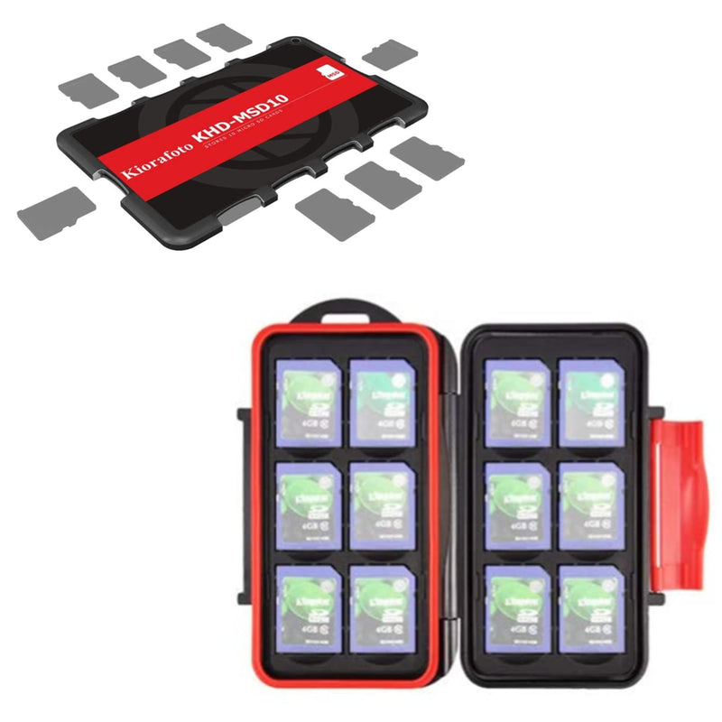 [Australia - AusPower] - 10 Slots MSD Card Case + 12 Slots SD Card Case: Slim Card Case for 10 Micro SD with Water-Resistant SD Card Case for 12 SD Cards 