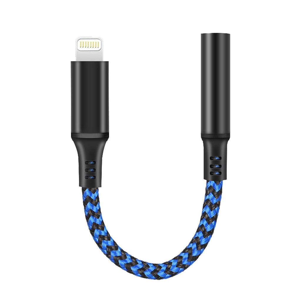[Australia - AusPower] - Lightning to 3.5mm Adapter, iPhone Headphones Adapter, iPhone Connector Adapter, iPhone Jack Adapter, Mfi Certified Aux Audio iPhone Dongle for iPhone 13/13 Pro/13 Mini/12/12 Pro/12 Mini/11/SE/X XR Blue 