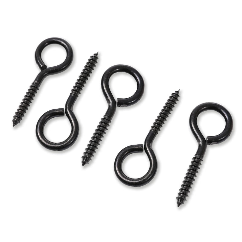 [Australia - AusPower] - Zyraw Pack of 10 Eye Hooks Screw Carbon Steel 3.2 inches Zinc Plating on Bolt Eye Hook for Rust Resistance Self Tapping Screw Eyes for Hanging Items, Securing Cables and Lifting Loads Black 