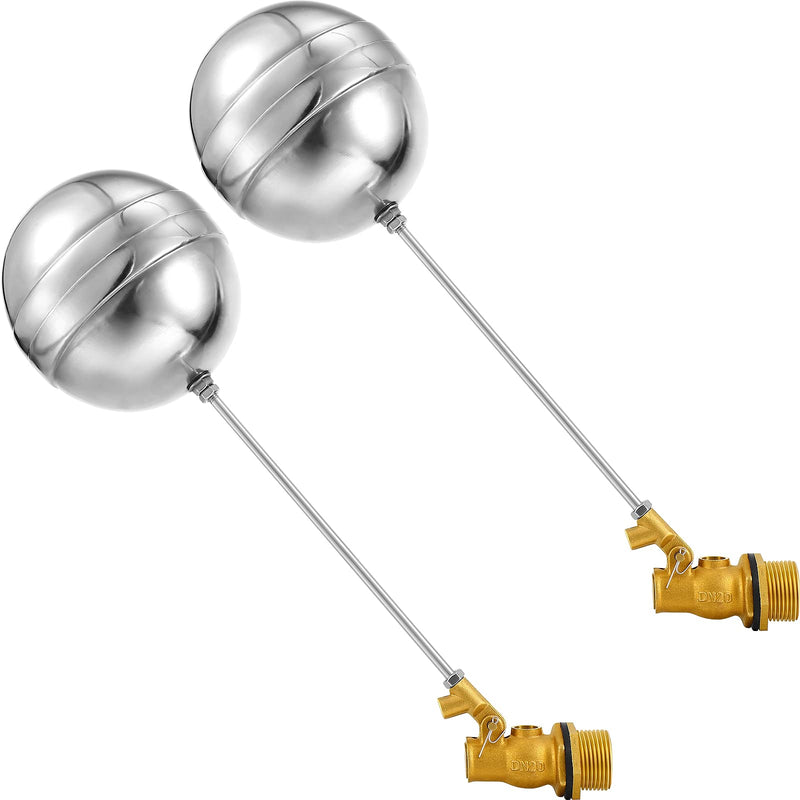 [Australia - AusPower] - 2 Pack Float Valve for Water Tank Stainless Steel Float Ball Valve 3/4 Inch DN20 Floating Ball Valve Switch Automatic Brass Toilet Valve Float Valves for Stock Tank Pool Water Level Control 