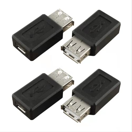 [Australia - AusPower] - USB A Female to USB Micro Female Adapter SJZBIN 4PCS USB 2.0 A Female to Micro USB B 5-Pin Female Plug Socket Converters Connector 