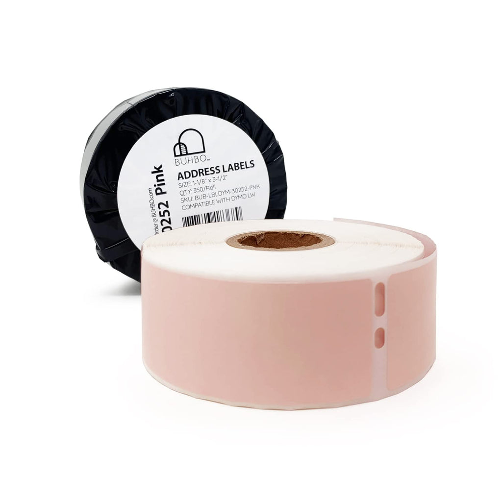 [Australia - AusPower] - Buhbo Compatible with DYMO LabelWriter LW 1-1/8" x 3-1/2" Pink Mailing Address Label 30252 (350 Labels Per Roll) Pink 1 Roll 