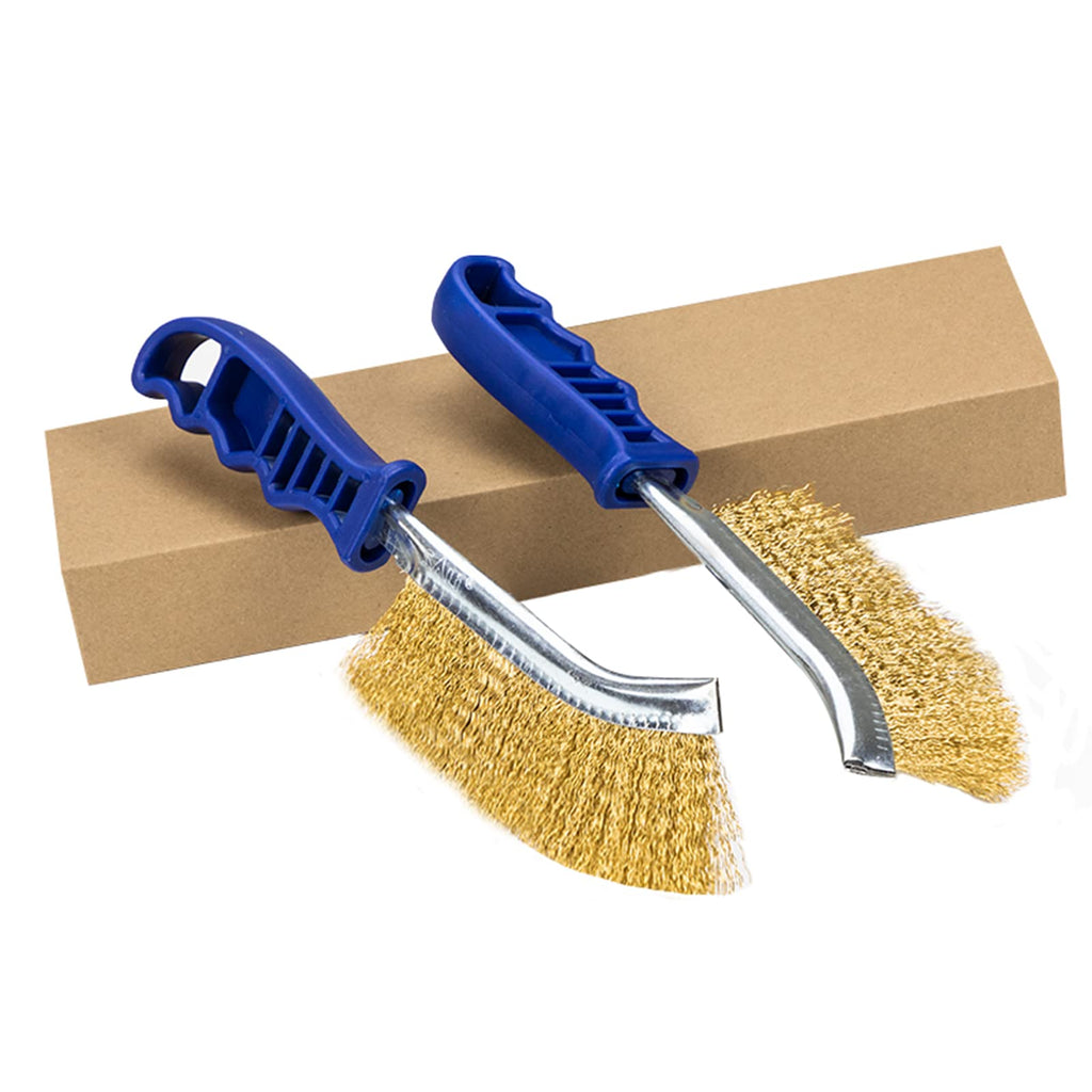 [Australia - AusPower] - Heavy Duty Wire Brush for Cleaning Rust Removal Steel Brush Tool and Wire Brushes for Cleaning Stainless Brush 11" Long Handle with Plastic Handle （Pack of 2） SALI Large Wire Brush Set 10 inch 