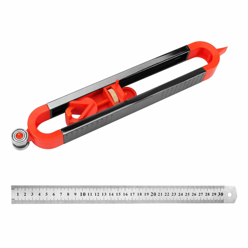 [Australia - AusPower] - Profile Gauge Precise Contour Gauge with Stainless Steel Ruler,DIY Tile Profile Gauge Flooring Outline Duplication Woodworking Edge Corner Measuring Profile Duplicator Tool(Black+Red) black+red 