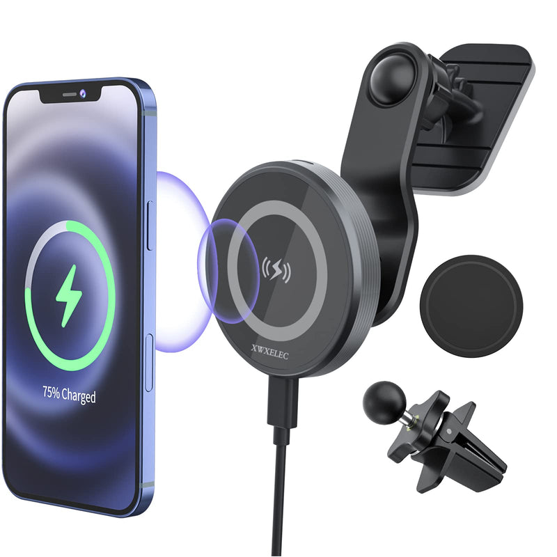 [Australia - AusPower] - Magnetic Wireless Car Charger for Magsafe Mount iPhone 13/13Pro/13Pro Max/13Mini /iPhone 12/12Pro/12Pro Max/12Mini/Auto-Alignment Magsafe Cases Fast Charging Air Vent and Dashboard Car Phone Holder 