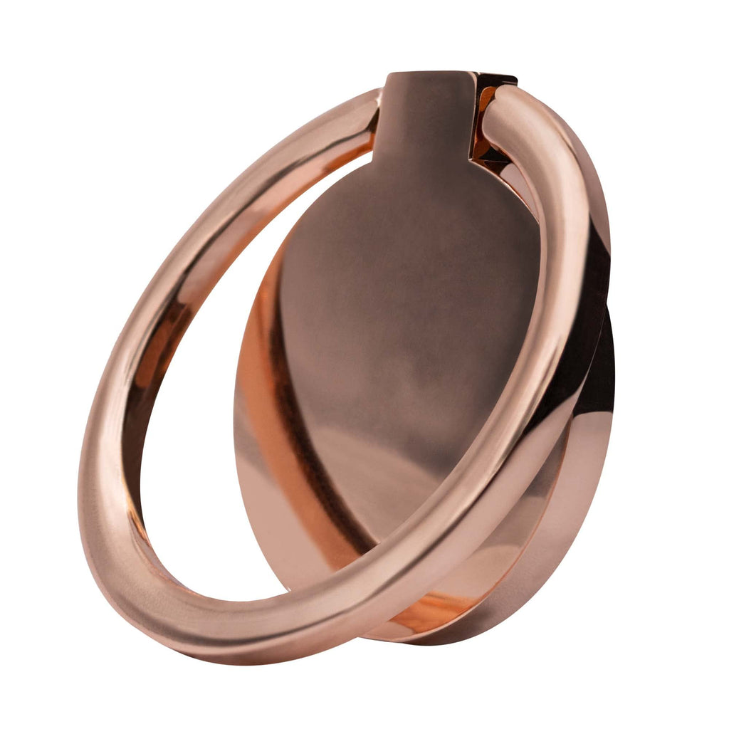 [Australia - AusPower] - Phone Grip Ring Holder, 360° Rotation Finger Gripper and Kickstand for iPhone & Samsung, Compatible with Cell Phone Magnet and All Magnetic Mounts - Shiny Rose Gold 