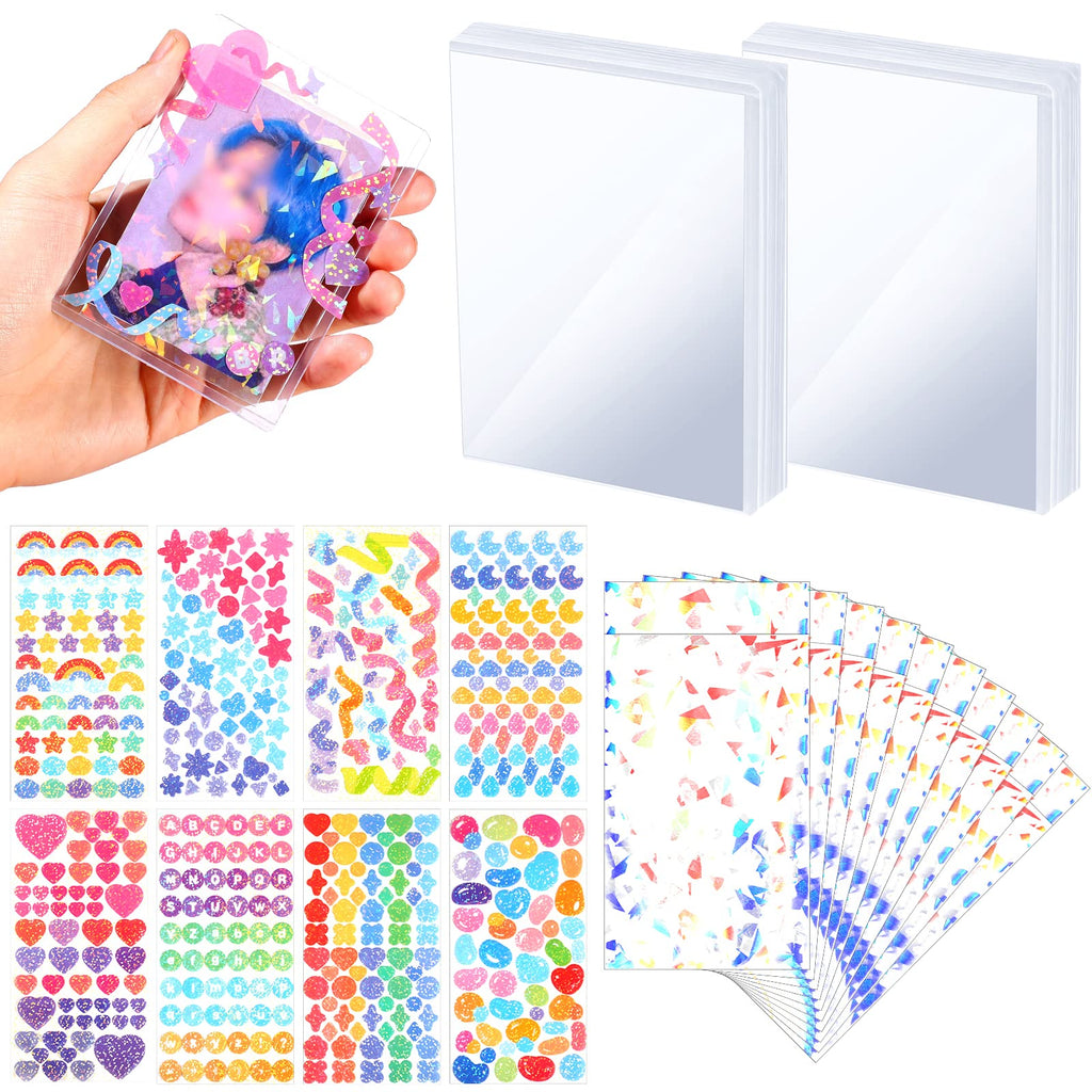 [Australia - AusPower] - 68 Pcs Holographic Card Sleeve Hard Photo Card Holders Kpop Sticker Kpop Photocard Laser Flashing Sleeves Decorative Stickers for Photocards Hard Trading Card Protective Sleeves for DIY (Vivid Style) Vivid Style 