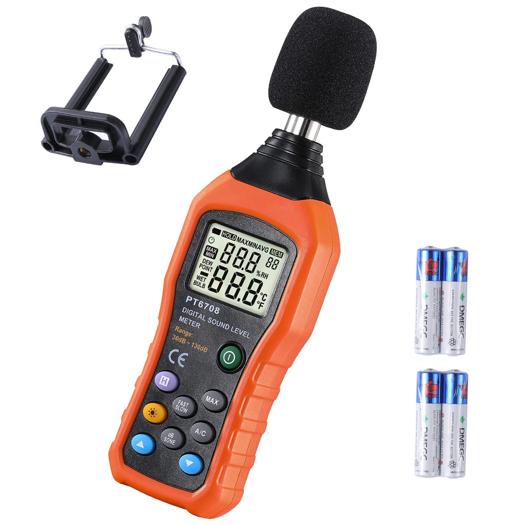 [Australia - AusPower] - Professional Decibel Meter Sound Level Meter, Portable 30-130dBA Range Spl Meter, Max/Min Data Hold A/C Mode Noise Meter with LCD Backlight (Batteries Included) - 3 Years Warrenty 
