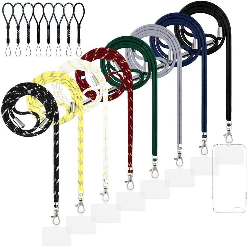 [Australia - AusPower] - Aodaer 8 Pack Cell Phone Lanyard Universal Crossbody Lanyard with Adjustable Nylon Neck Strap Transparent Pads Wrist Straps Compatible with Most Smartphones, Mixed Color 