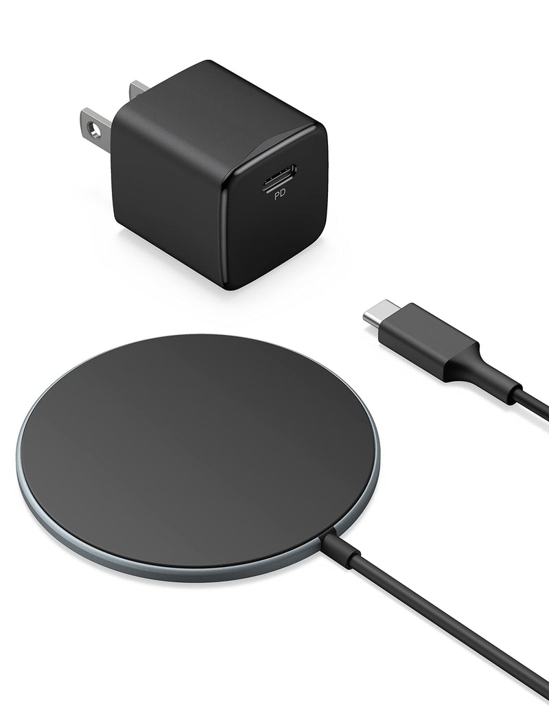 [Australia - AusPower] - Wireless Magnetic Charger with USB-C PD Adapter for Magsafe,Qi Magnetic Charger with 5ft Cable with USB-C Connector, Wireless Charging Pad Compatible with iPhone 12/12Pro/AirPods Pro, Galaxy S22 