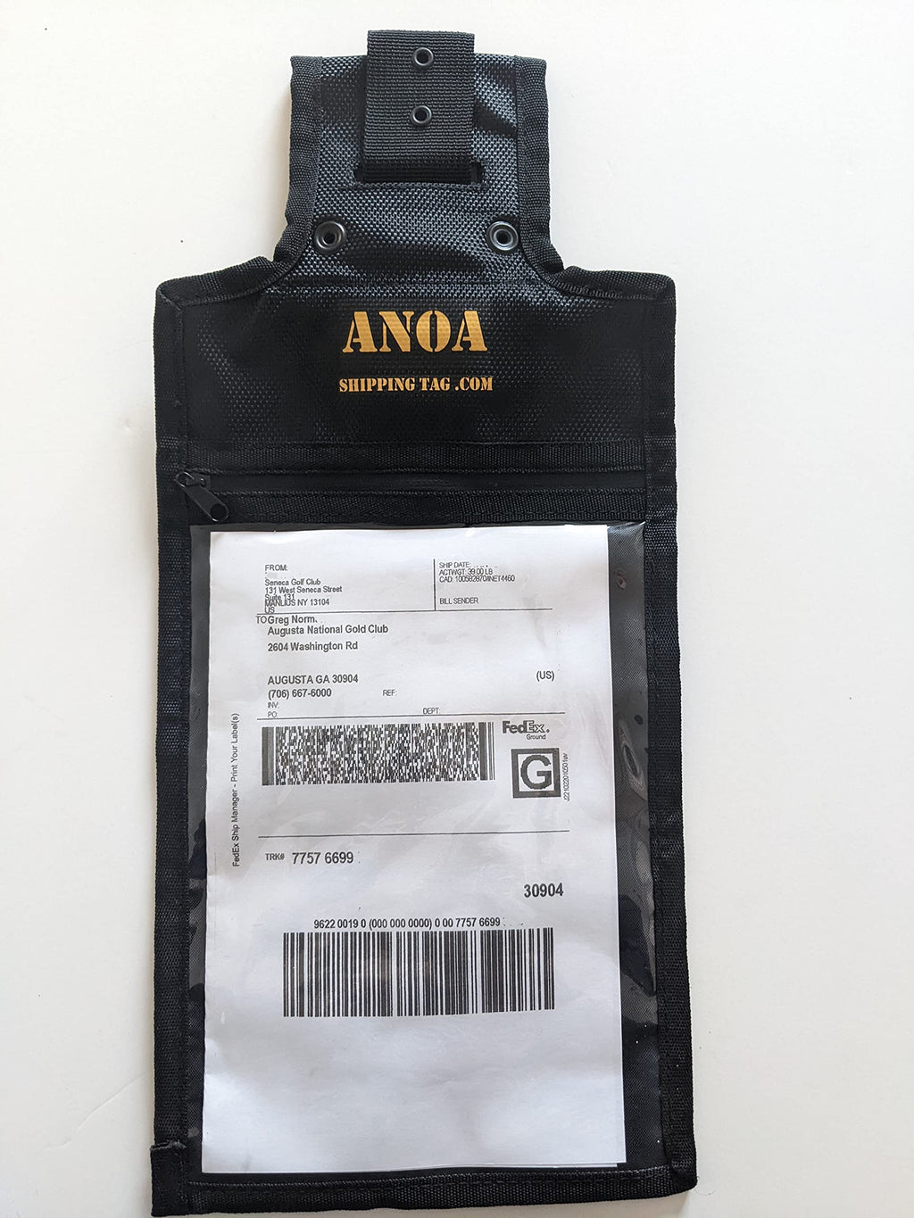 [Australia - AusPower] - ANOA Shipping Tag  a Reusable Shipping Tag That Holds FedEx, UPS, DHL Shipping Labels for Golf Clubs, Cases, and Baggage, Black 