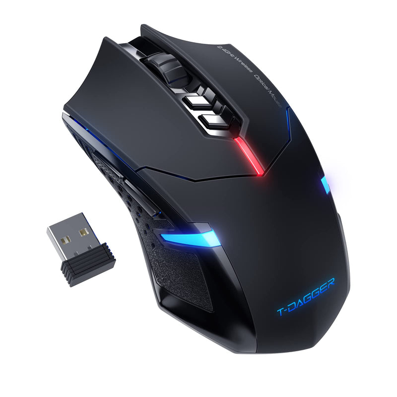 [Australia - AusPower] - Wireless Gaming Mouse- USB Cordless PC Computer Mice with LED Blue Backlit, Ergonomic Silent Gamer Laptop Mouse with 7 Silent Click Buttons, 5 Adjustable DPI Plug & Play for PC, Windows, Mac 