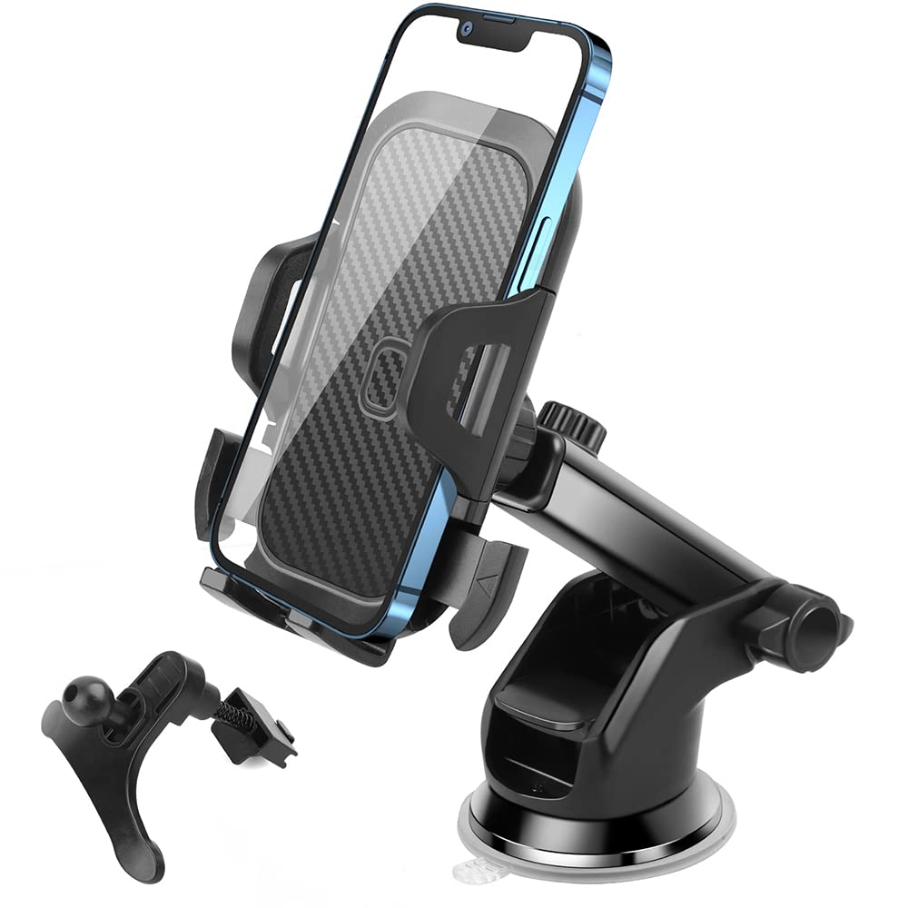 [Australia - AusPower] - Car Phone Holder for Car, Cell Phone Holder Car with Industrial-Strength Strong Suction Cup, Car Phone Mount Dashboard Compatible with iPhone 13, Android Smartphones, GPS Devices etc 