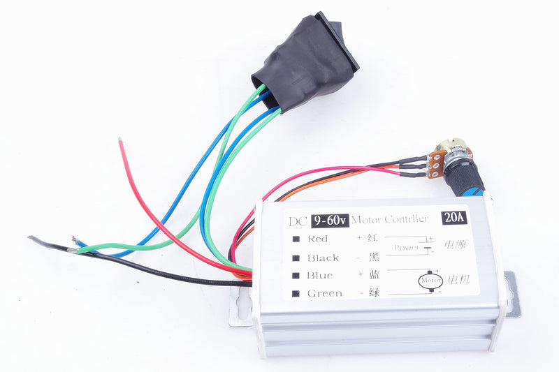 [Australia - AusPower] - KNACRO DC Motor Speed Controller Motor Driver Controls Module DC 9V-60V 12V 24V 36V 48V 60V Motor Pulse Width Modulator Regulator 20A 1200W PWM Monitor Dimmer Governor with Switch & Knob 20A +/- 