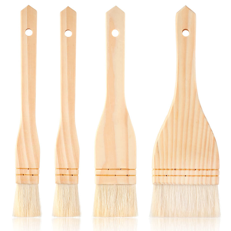 [Australia - AusPower] - 4 Pieces Flat Hake Brushes Hake Paint Brush Artist Painting Brushes Set Sheep Hair Bristles Wash Brush for Watercolor, Wash, Ceramic, 9 x 1 Inches, 9 x 2 Inches, 9 x 3 Inches 