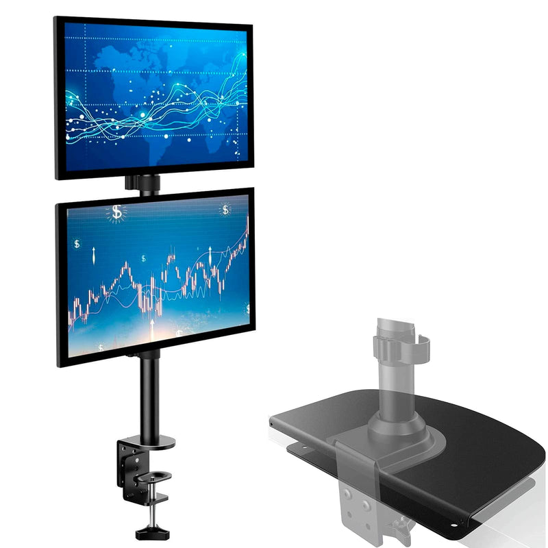 [Australia - AusPower] - HUANUO Dual Monitor Stand - Vertical Stack Screen Steel Monitor Mount Reinforcement Plate for Thin 