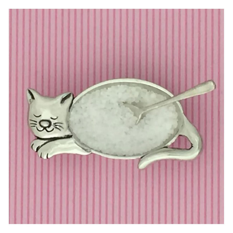 [Australia - AusPower] - Basic Spirit Cat Salt Bowl with Spoon Pewter Cellar Container for Spices Snacks Side Dishes Pet Animal Lover Gift 