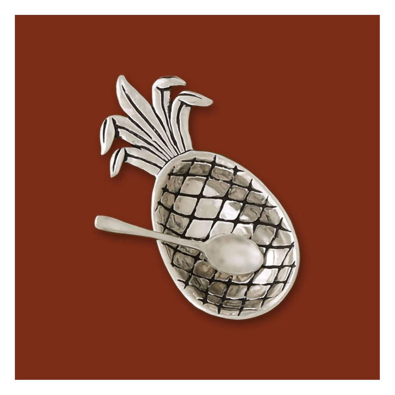 [Australia - AusPower] - Basic Spirit Pineapple Salt Bowl with Spoon Pewter Cellar Container for Spices Snacks Side Dishes Nature Fruit Lover Gift 