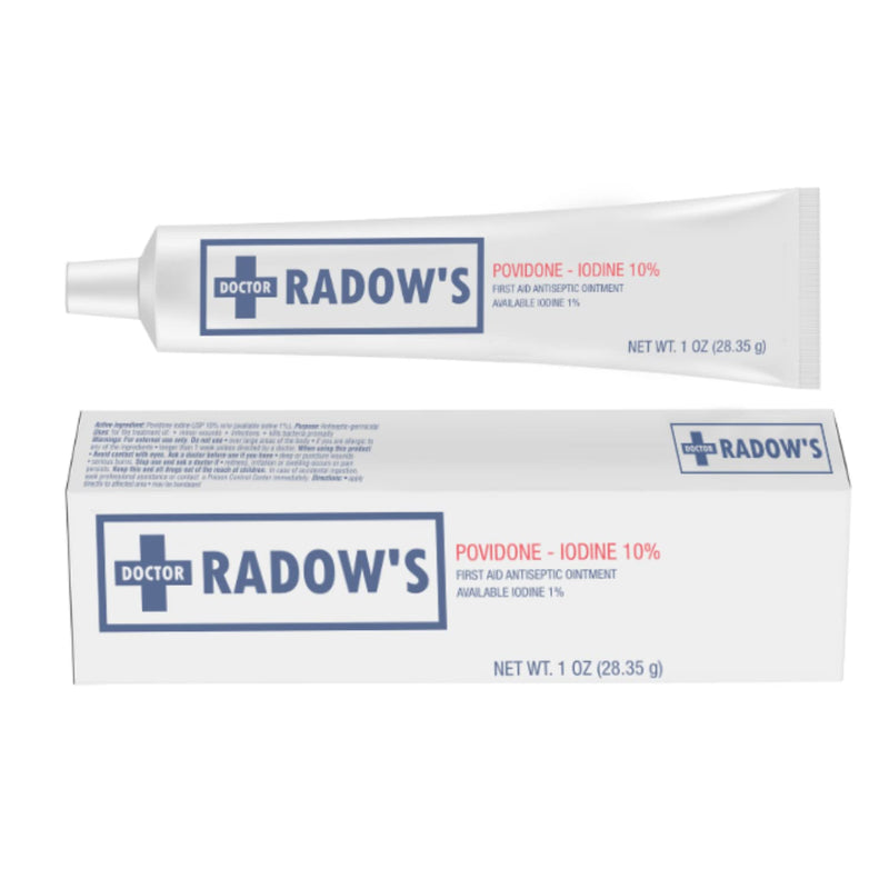 [Australia - AusPower] - Doctor Radow’s Povidone Iodine First Aid Antiseptic Ointment 10% 3X Faster Healing, No Sting, Best for cuts, scrapes, burns, surgical and diabetic wounds, bed sores, pressure sores, ulcers (1 oz tube) 