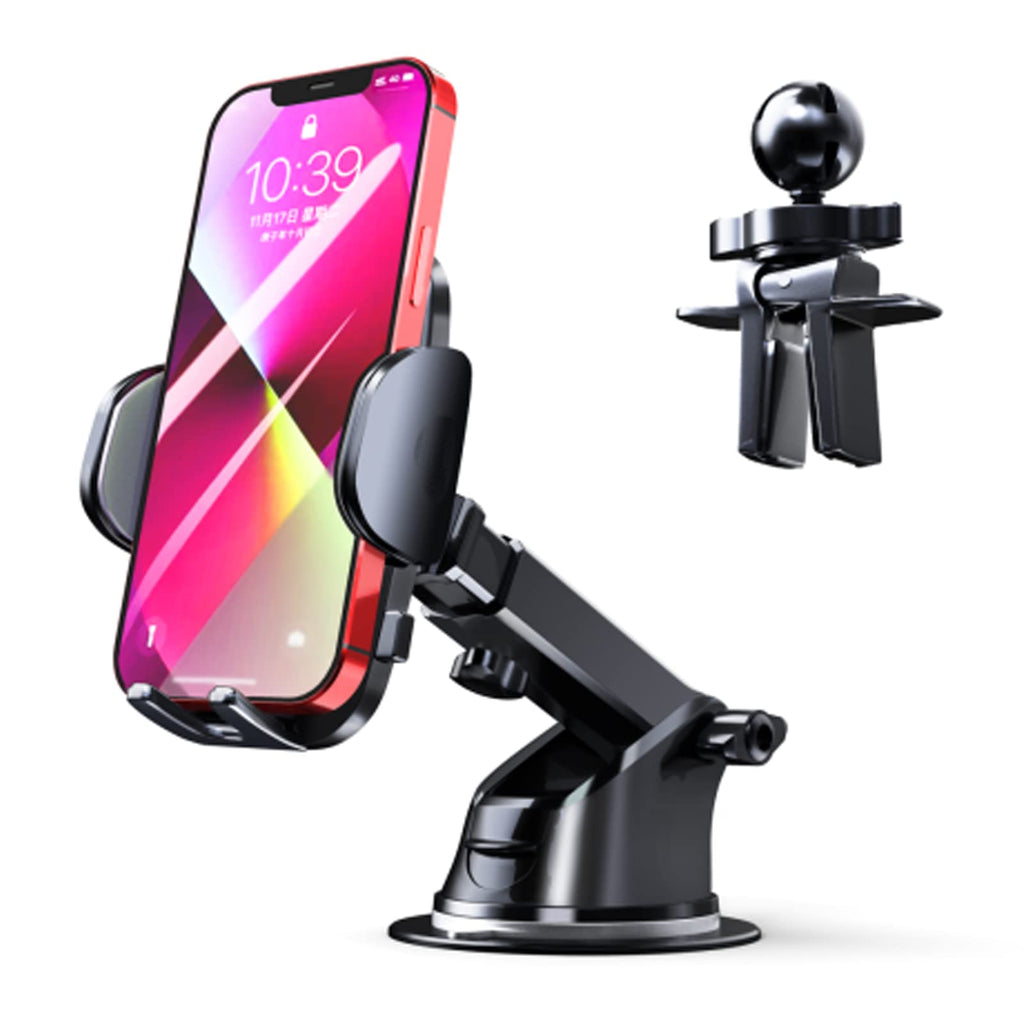 [Australia - AusPower] - GIGIVOSHA Upgraded Phone Mount for car - car Phone Holder Suitable for Dashboard Windshield Vents Long arm Strong Compatible with iPhone 13 Series/iPhone 12 series/11 / 1 Pro Max/XR/Samsung, etc. Black 