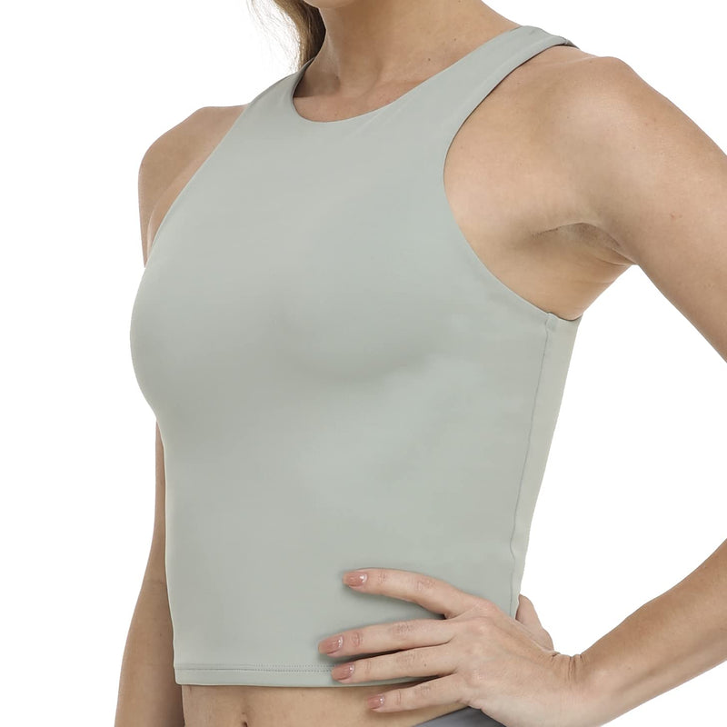 [Australia - AusPower] - Colorfulkoala Women's Essential Basic Cropped Tank Body Contour Yoga Tops X-Small Sage Green 