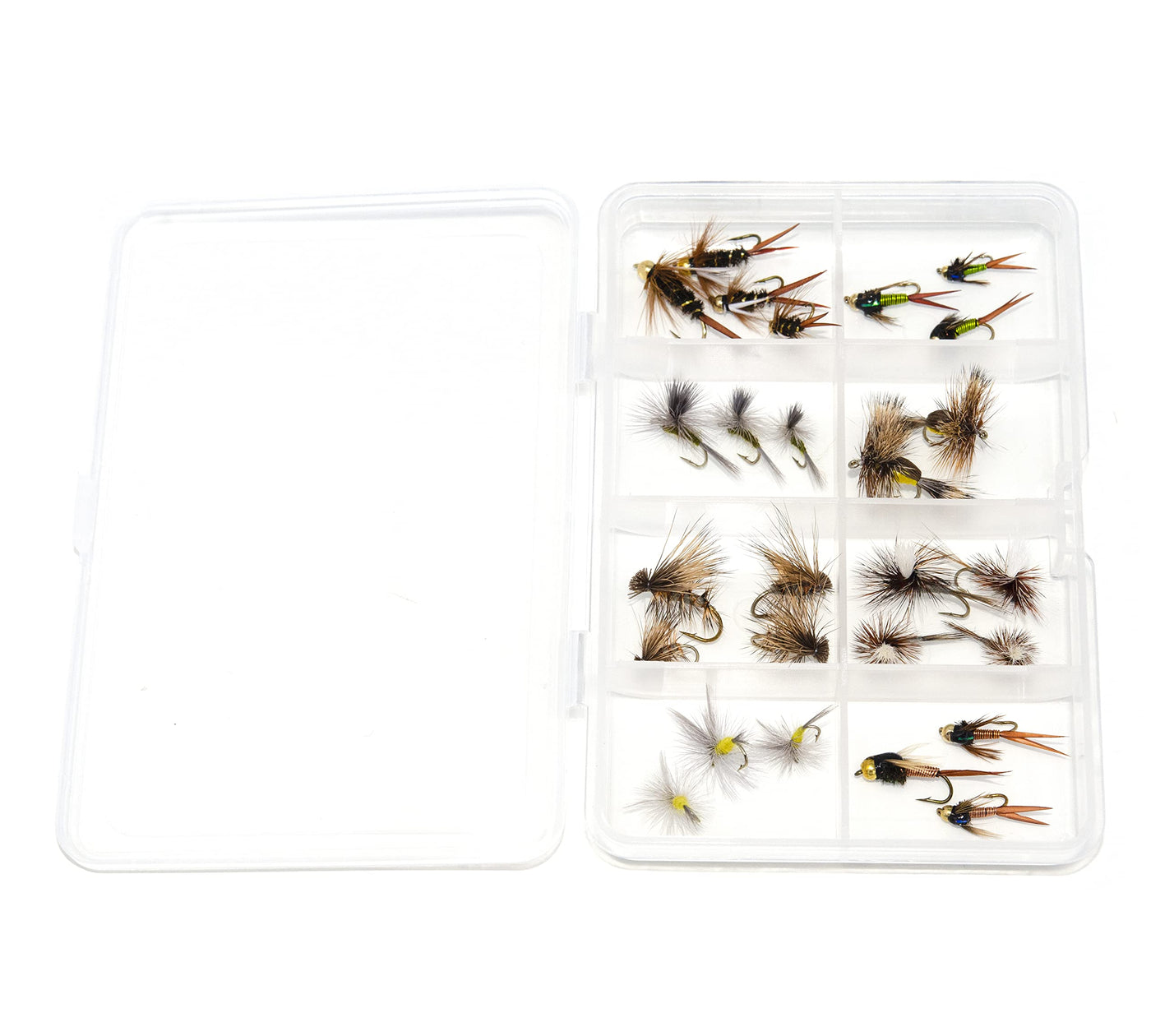 26 Essential Trout Fly Fishing Flies Assortment, Dry, Wet, Nymphs, Caddis  Fly Lures, Size #10 - #18